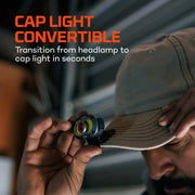 NEBO Mycro 550+ Rechargeable LED Headlamp, 550 Lumens, Spot and Flood Combo, Adjustable Tilt, USB-C Rechargeable, Gray