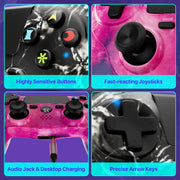Ishako 2Pack Wireless Controller for PlayStation 4 and PC, Dual Vibration Motors, 6-Axis Motion Sensor, Built-in 3.5mm Headphone Jack, Pink and Black