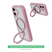 onn MagSafe Compatible Phone Case with Kickstand for iPhone 17 and iPhone 17 Pro, Frosted Clear Back, Matte Pink Sides