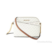 Michael Kors 35F1GTVC6B-150 Women's Back Slip Pocket Signature Canvas Crossbody Bag, Vanilla