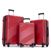 Tripcomp TC2000Red Luggage 3 Piece Set Spinner Wheels Hardside Lightweight 20in24in28in. (Red)