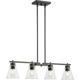 Better Homes and Gardens BH15W4000231MWM 34-in Matte Black 4 Light Linear Chandelier with Clear Glass - Contemporary Style