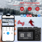 Keculbo DSLR Camera, 88MP Sensor, 8K UHD Video, 18X Digital Zoom, Autofocus, 3-Inch 180 Flip Screen, Wi-Fi Enabled, Black, DC-089