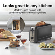 Hamilton Beach 2-Slice Long Slot Toaster, Extra-Wide 10-Inch Slot, Bagel Function, Toast Boost, 7 Shade Settings, Black, 22989