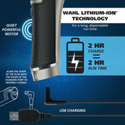 Wahl Beard Trimmer with High Visibility Precision Blade, All Metal Body, Waterproof, Lithium Ion Battery 120 Min Runtime, USB Charging, Black, 3028246