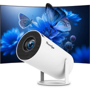Thunrlge Mini Portable Projector, 4K Ultra HD Decoding, Native 1080P Support, WiFi 6, Bluetooth 5.0, Auto Keystone Correction, 180 Degree Rotation, White, HY300 PRO