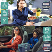 Livhil Electric Lunch Box Food Heater, 60W Fast Heating, 1.8L Stainless Steel Container with 0.45L Separate Compartment