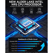 GMKtec Mini Desktop Computer NucBox G3S, Intel Alder Lake N95 Processor up to 3.4GHz, 16GB DDR4 RAM, 512GB SSD, Dual HDMI 4K@60Hz, Windows 11 Pro, Black
