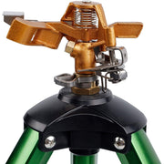 EB Esybol Impact Sprinkler on Tripod Base, Heavy-Duty Brass and Stainless Steel, 300 Degree Coverage, Adjustable Height 16-37 in, Green, SSQ-1