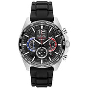 Seiko SSB347 Men's Stainless Steel Japanese Quartz Silicone Strap, Black, Casual Watch