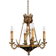 Minka Metropolitan Vintage Collection 4 Light 1 Tier Candle Style Chandelier, Dor Gold and Black Finish, Metal, Indoor, N850204