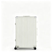 AMZFUN 20 Inch Carry On Luggage, Aluminium Frame, PC ABS Hard Shell, No Zipper with Double TSA Locks, White, HH-802-28-WHITE