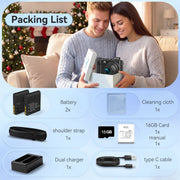 XLURC 4K Digital Camera, 88MP CMOS Sensor, 24X Optical Zoom, Auto Focus, 3-Inch 180 Flip Touchscreen, WiFi Enabled, Black, WD200-1-Black