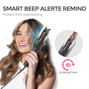 TYMO CURLPRO Automatic Curling Iron, 1 Inch Tourmaline Ceramic Barrel, Auto-Rotating, Adjustable 320F-410F Heat, Black Fade