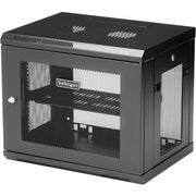 StarTech 9U Wall Mount Server Rack Cabinet, 2-Post, 15in Deep, 198lb Capacity, Black, RK9WALM