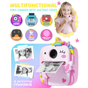 Prysyed Upgrade Kids Instant Digital Camera, 12MP Photos, 1080P HD Video, Thermal Instant Print, Pink