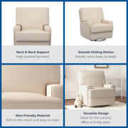 Baby Relax Rylan 4-in-1 Swivel Glider Rocker Recliner Chair, White, Polyester Velvet Upholstery, Pocketed Coil Foam Seat, NS010WHO
