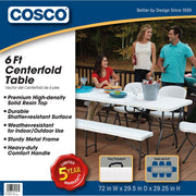 Cosco 14678WSL -6' Centerfold Table, White
