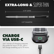 CHEF iQ Sense Smart Wireless Meat Thermometer, Ultra-Thin Probe, WiFi Unlimited Range, 5 Sensors, 1000F Heat Safe, Black, CQ60-1C-Z1-E