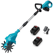Foukus FK-240718 Cordless Electric Tiller Cultivator, Lightweight Foldable Garden Tool with Dual Battery Power, Adjustable Ergonomic Handle, Durable Steel Blades