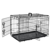 ABC Pet Folding Metal Dog Crate, Durable Double-Door Wire Kennel with Leak-Proof Tray, Black, 48x30x32.7 in