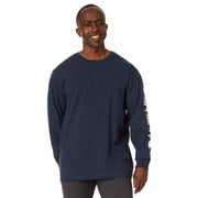 Carhartt Men's Long-Sleeve Graphic Logo T-Shirt, Durable Midweight Cotton Jersey Knit, Navy, Medium, K231-NVY
