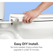 TUSHY Wave Non-Electric Bidet Seat with DuoFlow Front and Rear Wash, Self-Cleaning Nozzle, Soft-Close Lid, Bamboo Knob for Round Toilet