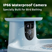 Birdfy Bird Bath Pro Solar Powered Outdoor Bird Bath with 1080P HD Dual-Lens Camera, Round 20-Inch Blue Fountain