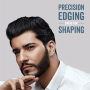 Titanium Edge Micro T-Blade Men's Precision Facial Trimmer with Adjustable Comb, Titanium Hypoallergenic Blade, Silver