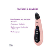 Spa Sciences MIO Diamond Microdermabrasion Blackhead Remover, Pore Vacuum/Suction Tool - Rechargeable, Pink