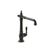 Kohler Artifacts Kitchen Faucet, Single Handle, Victorian-Inspired Design, Vibrant Brushed Moderne Brass, Deck Mounted, 1.5 GPM, 8.5 in Swing Spout Reach, 99266-2MB