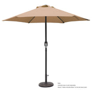 Abble 7.5ft Patio Umbrella with Hexagonal Polyester Canopy, Crank Lift, 6 Steel Ribs, Tan