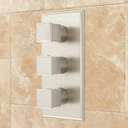 Signature Hardware Ryle 4-Way Thermostatic Valve with Square Knob Handles - Rough-In Valve Included - Brushed Nickel