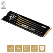 MSI SPATIUM M480 Pro 1TB PCIe 4.0 NVMe M.2 2280 SSD, 7400 MB/s Read, 6000 MB/s Write, 3D NAND, AES256 Encryption, Black