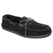 Minnetonka Moccasin Sheepskin Hardsole Mocs for Men - Black - 12M
