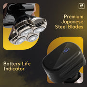 Skull Shaver Pitbull Gold PRO GX5 Electric Head and Face Shaver, Waterproof, Rechargeable, Japanese Stainless Steel Blades, Includes Travel Case