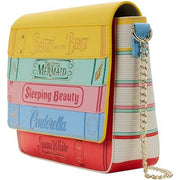 Loungefly Disney Princess Classic Books Faux Leather Crossbody Bag with Adjustable Gold Chain Strap, Multicolor, 9x4.5x10.5 in, WDTB2499