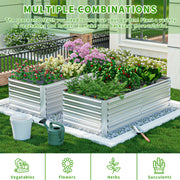 FOOWIN FW-ZZC-SV-2PC Outdoor Metal Raised Garden Bed, 8x4x2ft Planter Box, Silver, 2PCS