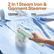 Newbealer NB316C Portable Handheld Garment Steamer, Leak-Proof Design, 15s Fast Heat-Up, 120ml Water Tank, Lightweight Travel Steamer, Mint Green