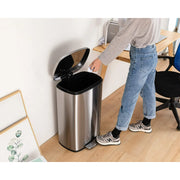 FDW TC-ST13-SS 13 Gallon/50 L Garbage Can Kitchen Trash Can with Lid for Office Bedroom Bathroom Step Trash Bin Fingerprint-Proof Brushed (Stainless Steel)