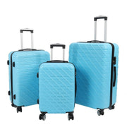 Fyydes 3 Piece Luggage Set, Hardshell Lightweight Suitcase with Spinner Wheels, Blue - TSA Approved Lock