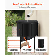KFFKFF Collapsible Rain Barrel, 53 Gallon, Durable 1000D PVC Portable Water Storage Tank with Spigot and Overflow, Black, RB-0200
