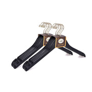 Quality Hangers Semi Curved Wooden Suit Hangers, Black Finish, Gold Swivel Hook, 10-Pack