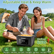 INSMART 6.3-Cup Cordless Electric Lunch Box with 4D Surround Heating, Two-Tier Bag, Utensils Included, Dishwasher Safe, Black