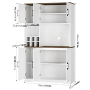 Homfa 70.9in Tall Kitchen Pantry Cabinet with Microwave Countertop, Farmhouse Buffet Hutch, 6 Doors, White