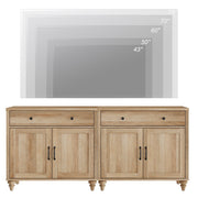 Wampat Buffet Cabinet with 4 Doors and 2 Drawers, Large Coffee Bar Table, Wood Kitchen Storage Cabinet, Modern Farmhouse Sideboard Credenza, Brown Oak, W01F3096C-WMS