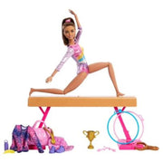 Mattel HRG53 Barbie Gymnastics Playset With Blonde Fashion Doll, Balance Beam, 10+ Accessories & Flip Feature