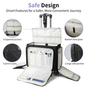 BatlFrist Rolling Teacher Tote Bag with Five 360-Degree Swivel Wheels, Detachable Trolley, YKK Zippers, Fits 15.6 Inch Laptop, Black