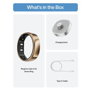 RingConn Gen 2 Air Smart Ring, Ultra-Thin Titanium, AI Health Tracker with 10-Day Battery, IP68 Waterproof, Dune Gold, Size 8, RCA-02