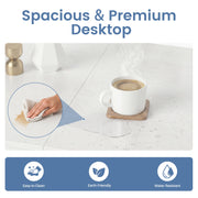 Concetta Small Computer Desk, 40in, White, 2 Fabric-Lined Drawers, Adjustable Shelf, Side Headphone Hook